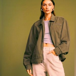 Reformation Marco Bomber Jacket, dark olive, S